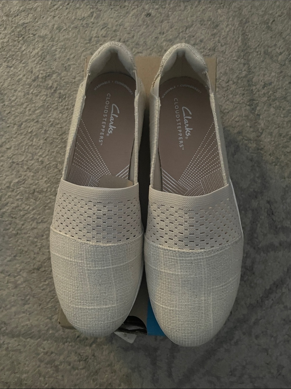 Clarks Women’s Cloudsteppers Slip-On Flats in Off-White